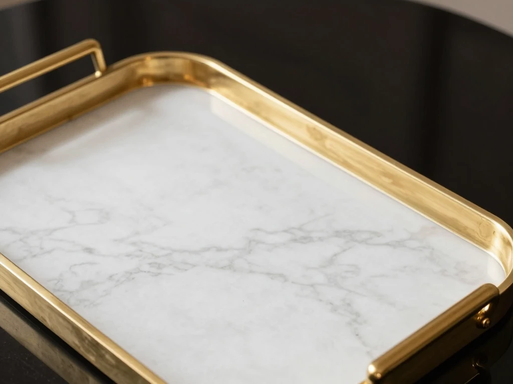 Plexironiz marble and brass serving tray